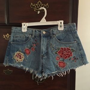 F21 Rose Patch Shorts